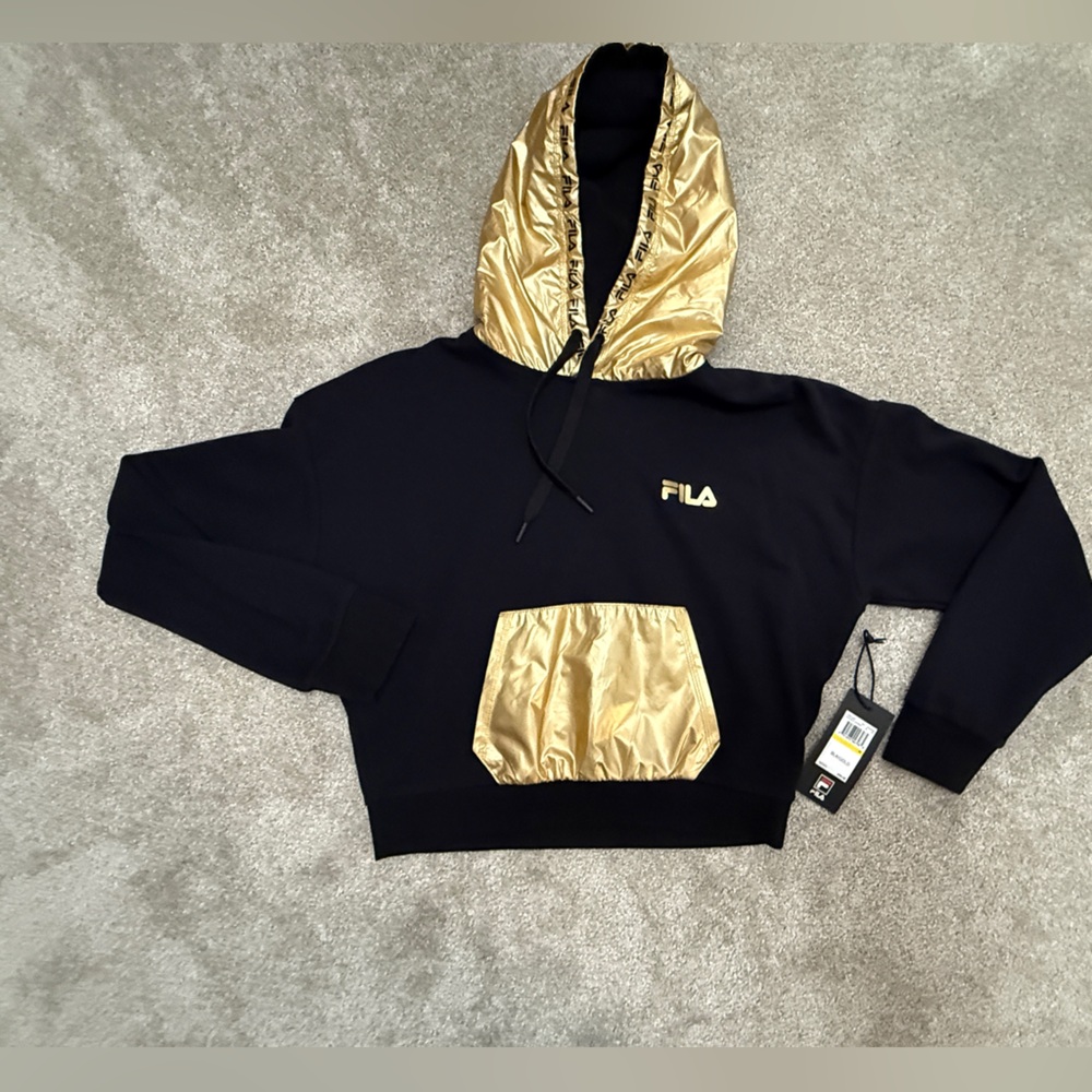 Fila & Saks Fifth Avenue Collab - Black and Gold Hoodie - size Medium - NWT
